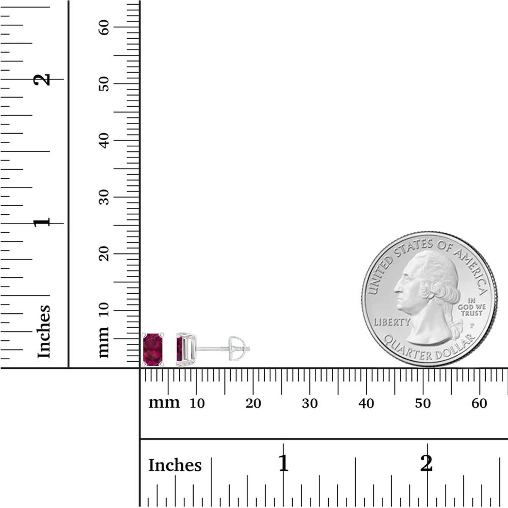 Sterling Silver Ruby Birthstone Stud Earrings 6x4… - image 3